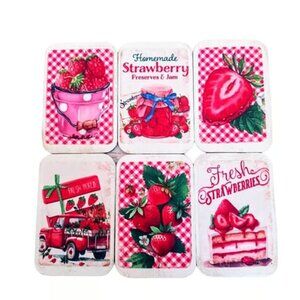 Set Of 6! Sweet Strawberry Farm Dollhouse Miniature Wood 1:6 Scale Signs
